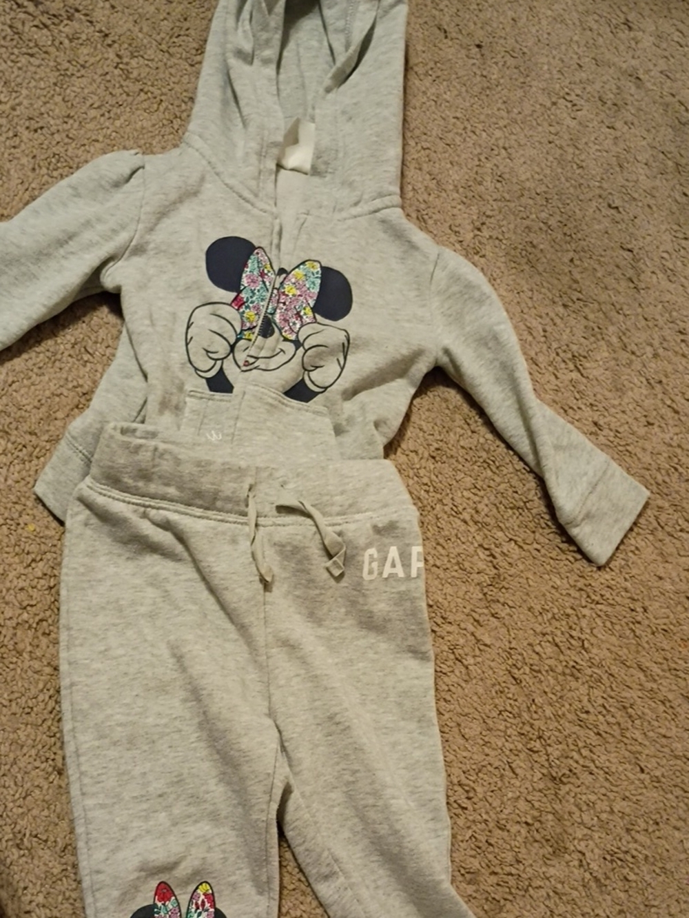GAP Kids Gray Hooded Sweatshirt with Floral-Print Character